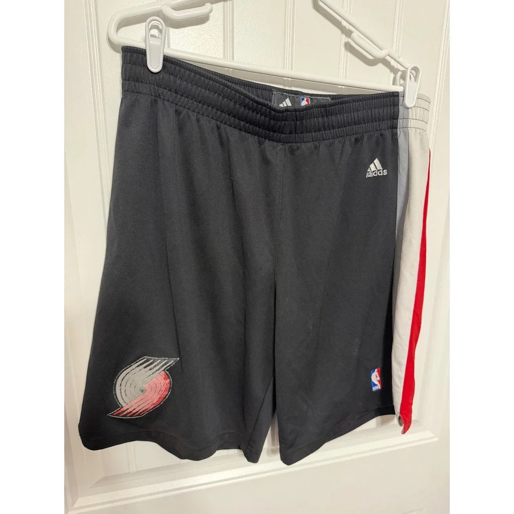 Adidas Portland Trail Blazers Basketball Shorts Mens L Black Red NBA Athletic‎